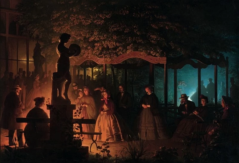 Serata alle luci del Bengala a Vaux - Hall, Parc de Bruxelles